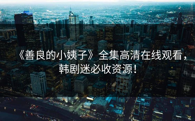 《善良的小姨子》全集高清在线观看，韩剧迷必收资源！